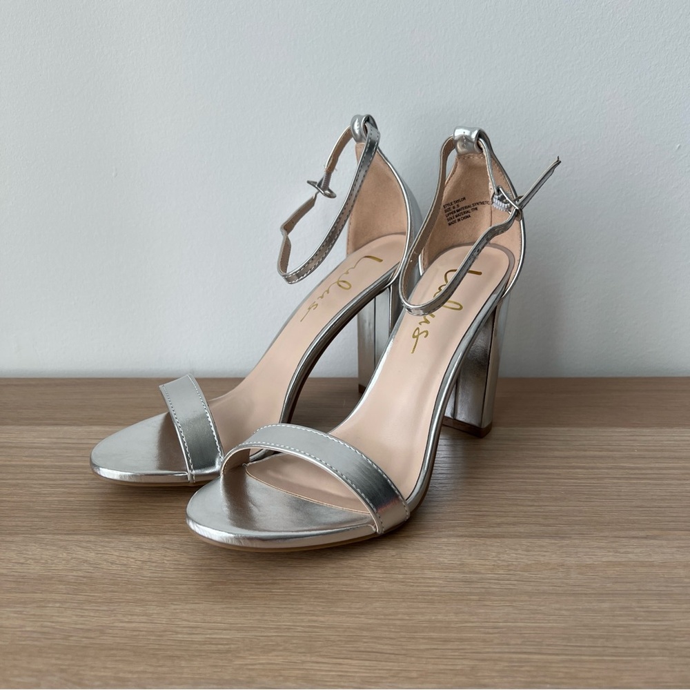 Lulu's Taylor Silver Ankle Strap Heel Sandals
